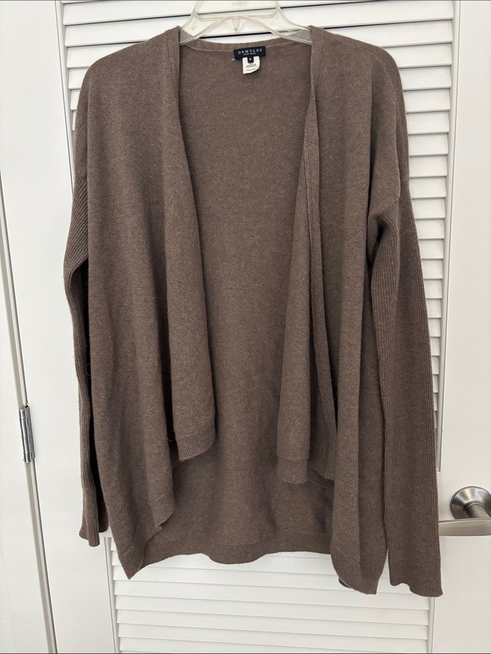 Demy Lee 100% Cashmere Draped Cardigan Neutral Brown Sweater Medium